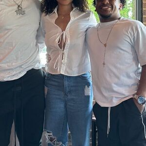 Moa Moa White Tie-Front Blouse